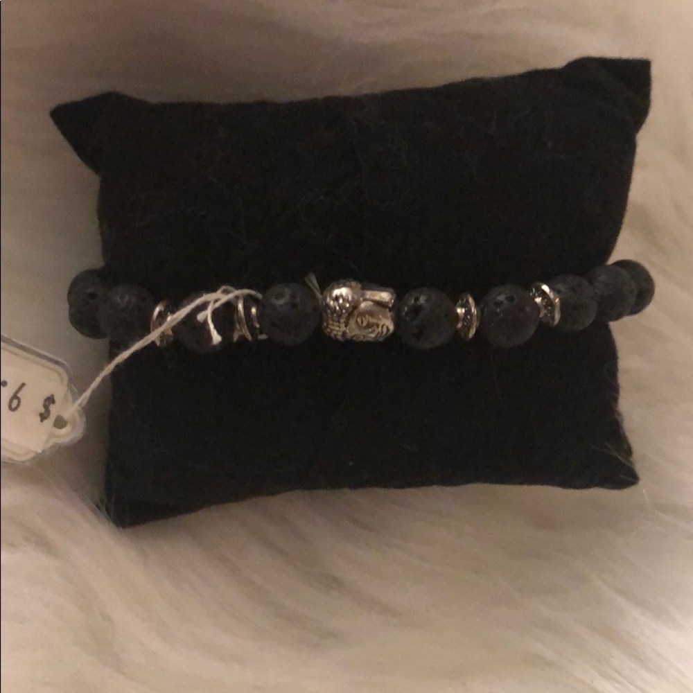 Black Buddha Lava Rock Bracelet
